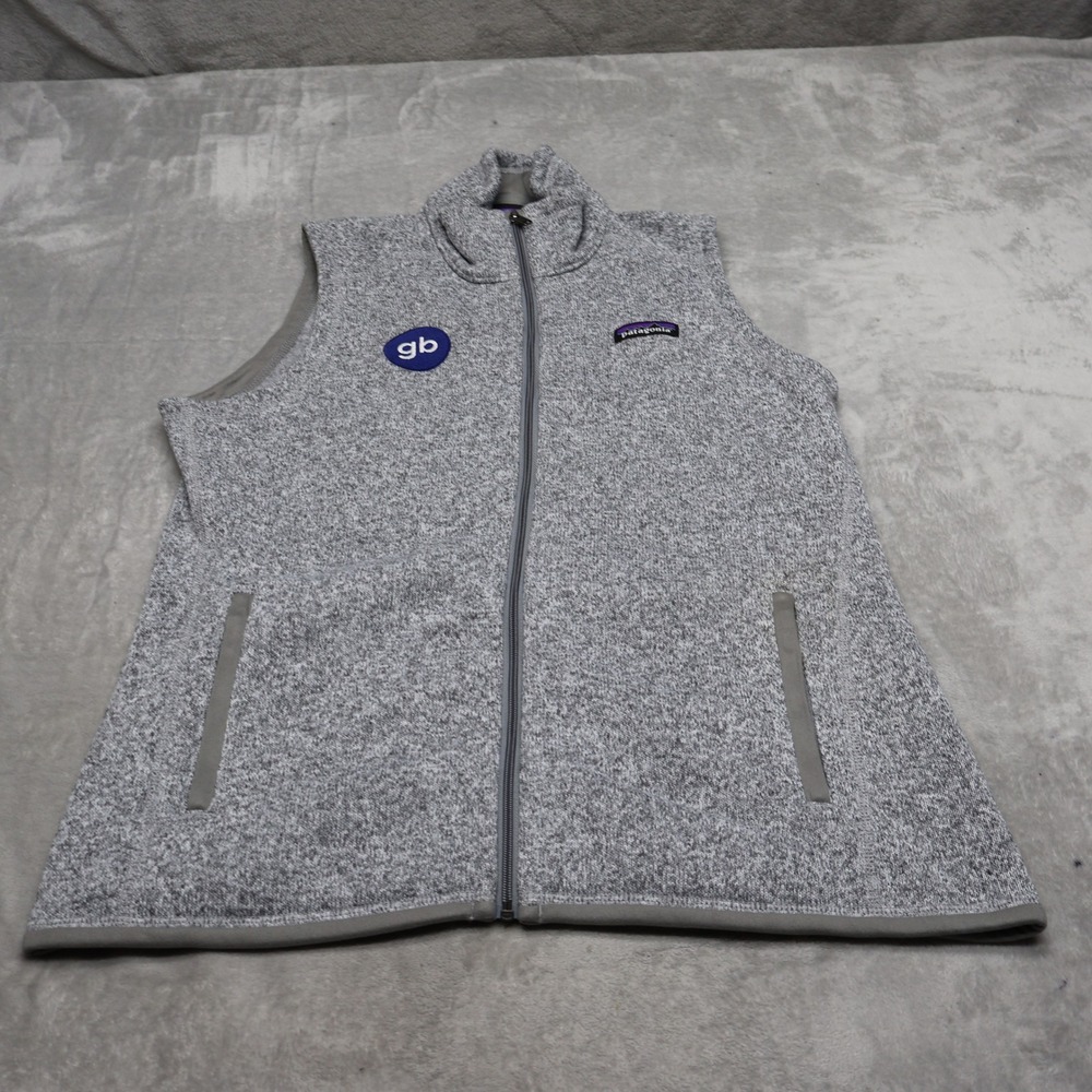 Patagonia Vest Women Medium Grey Better Sweater Fleece Knit Full Zip Hiking LOGO